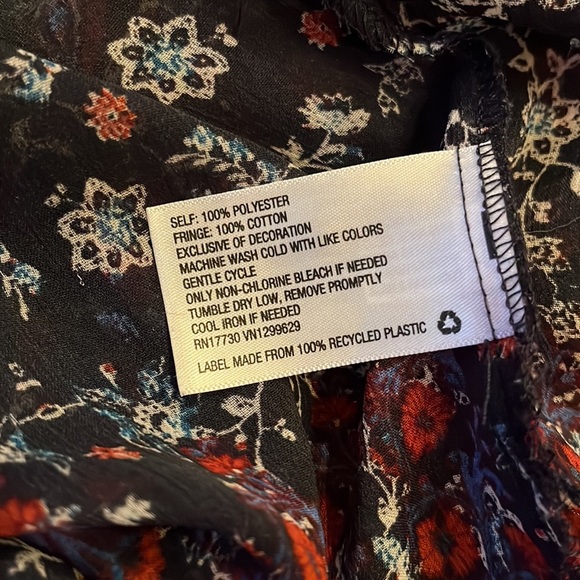 Xhilaration kimono size Large, boho style, split sides. Fringe navy blue - Picture 7 of 7